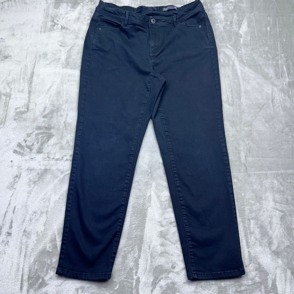 J Jill Denim Authentic Fit Slim Ankle Pants Black Sz 16R Women's Fits 33" Grunge